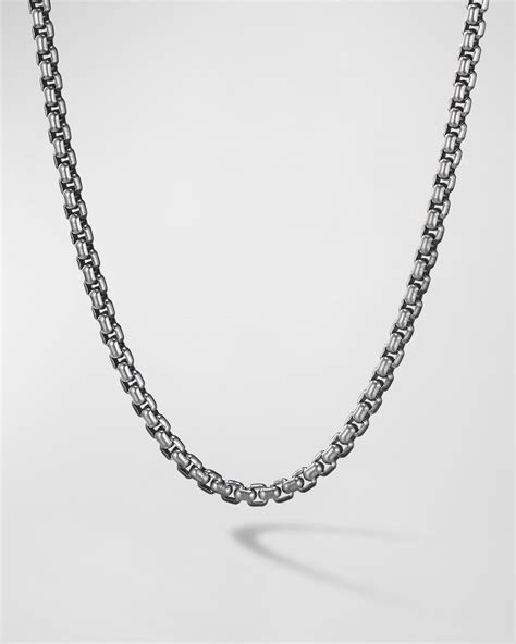 darkened stainless steel box chain picture|Men's Box Chain Necklace in Darkened Stainless Steel, 4mm.